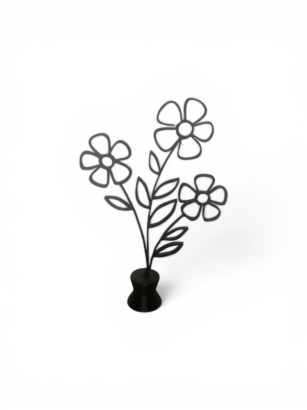 Black Plastic Floral Sculpture Decor